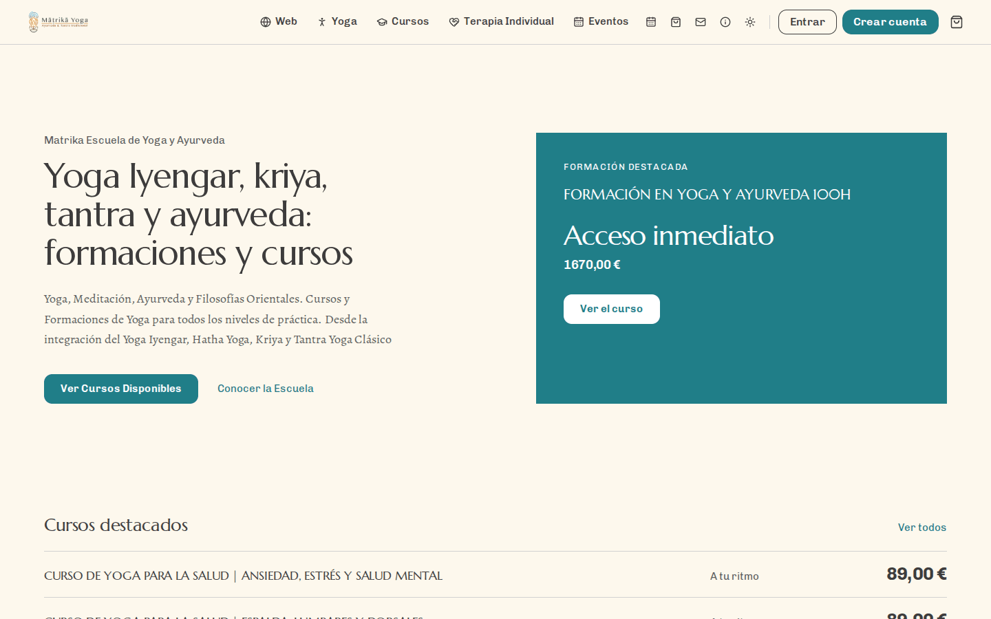 Captura de Matrika Escuela de Yoga & Ayurveda